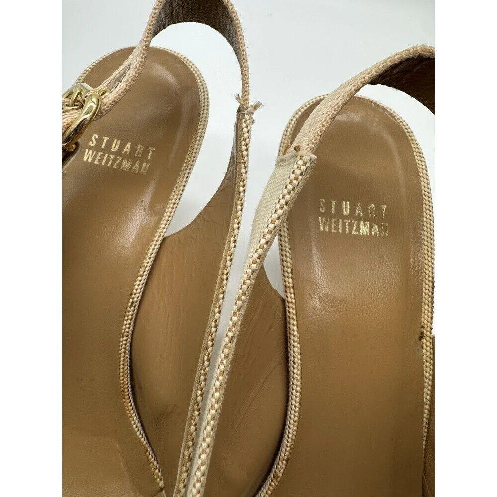 STUART WEITZMAN IVORY LIGHT TAN TORTOISE SHELL WEDGES SHOES Size 9